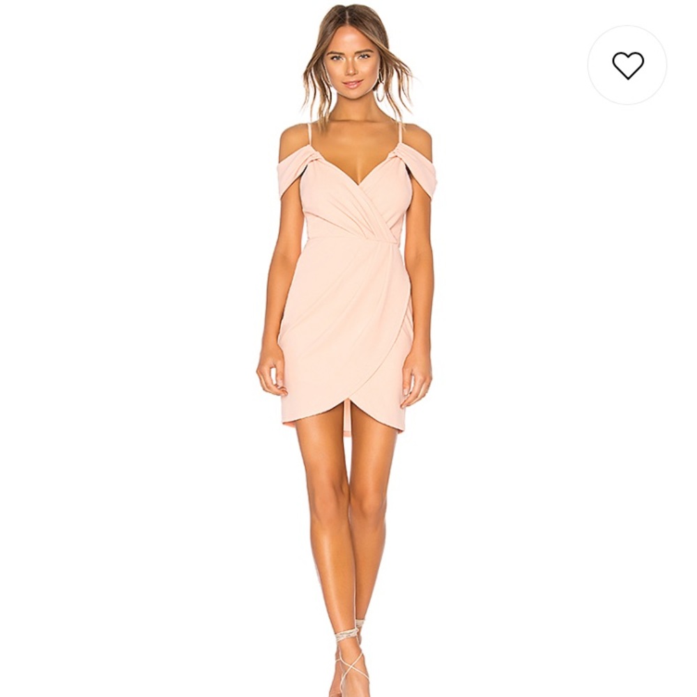 Formal pink draped sleeve wrap dress